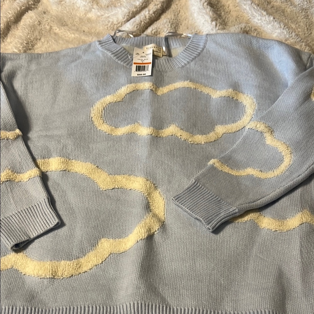 Blue Sweater with Cloud Design